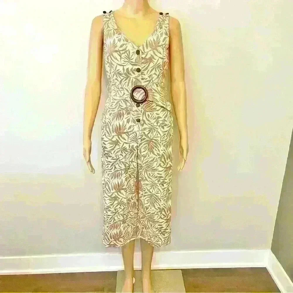 Monteau Los Angeles Boho Tropical Pattern Sleeveless V Neck Wide Leg Romper